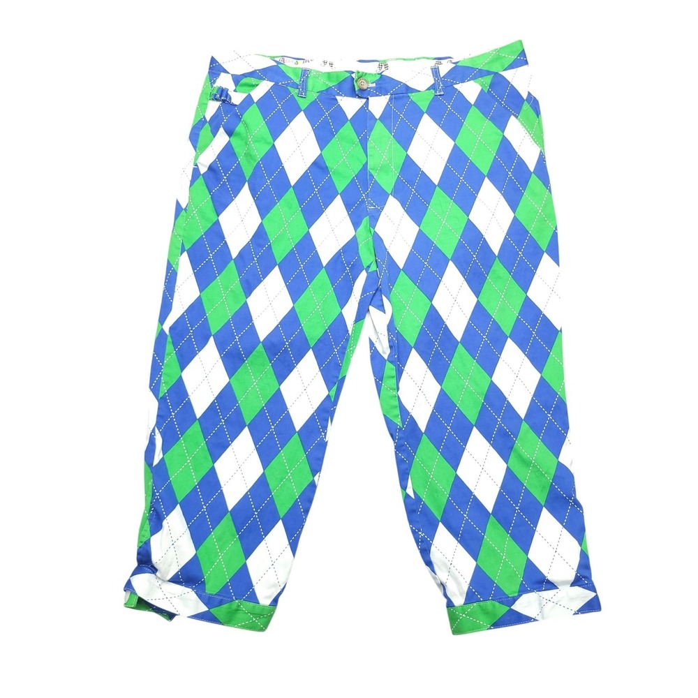 Royal‎ & Awesome Pants Mens 38x24 Multicolor Argyle Stretch Golf Capri Fun